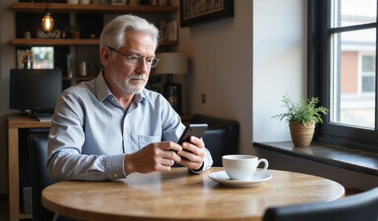 Senior man using smartphone