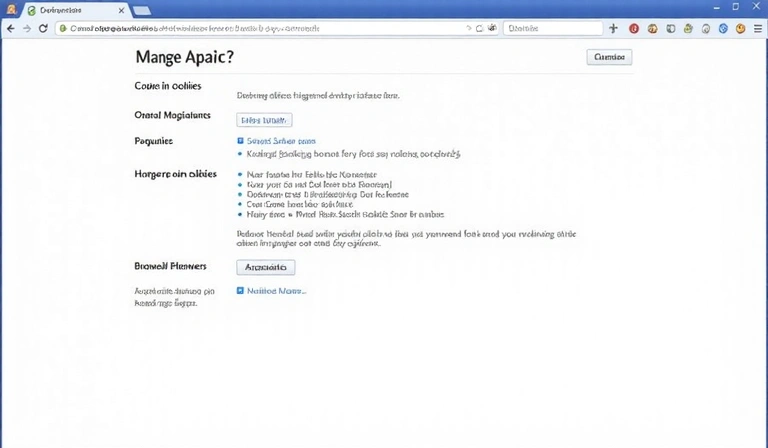 Browser settings for managing cookies