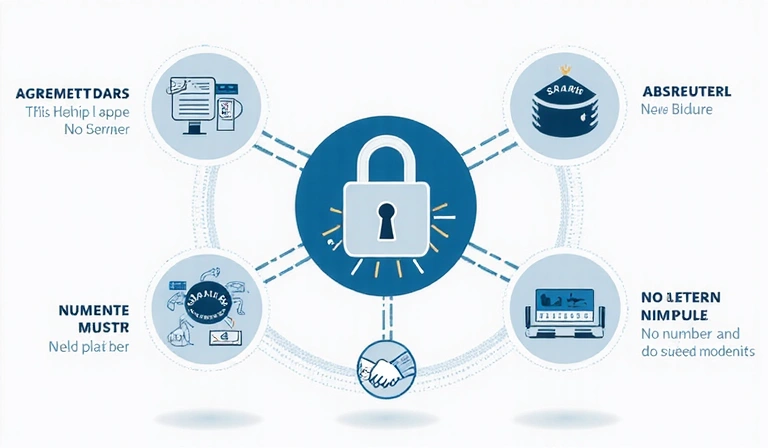 Data protection concept showing secure data sharing between parties
