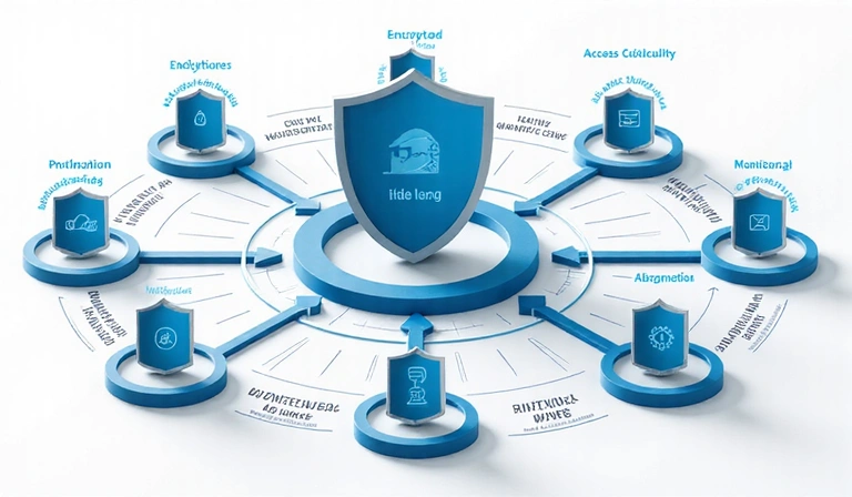 Security measures illustration showing various protection layers
